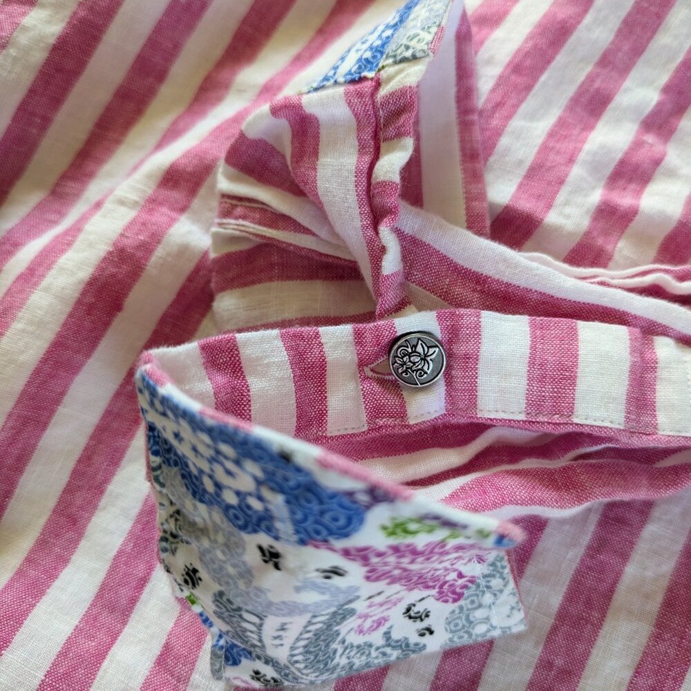 Pink and White Striped Linen Shirt - Picture 5 of 6